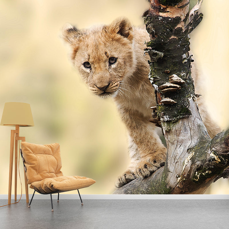 Modern Style Little Lion Mural Wall Decor Mildew Resistant Living Room Wall Mural Wall Art
