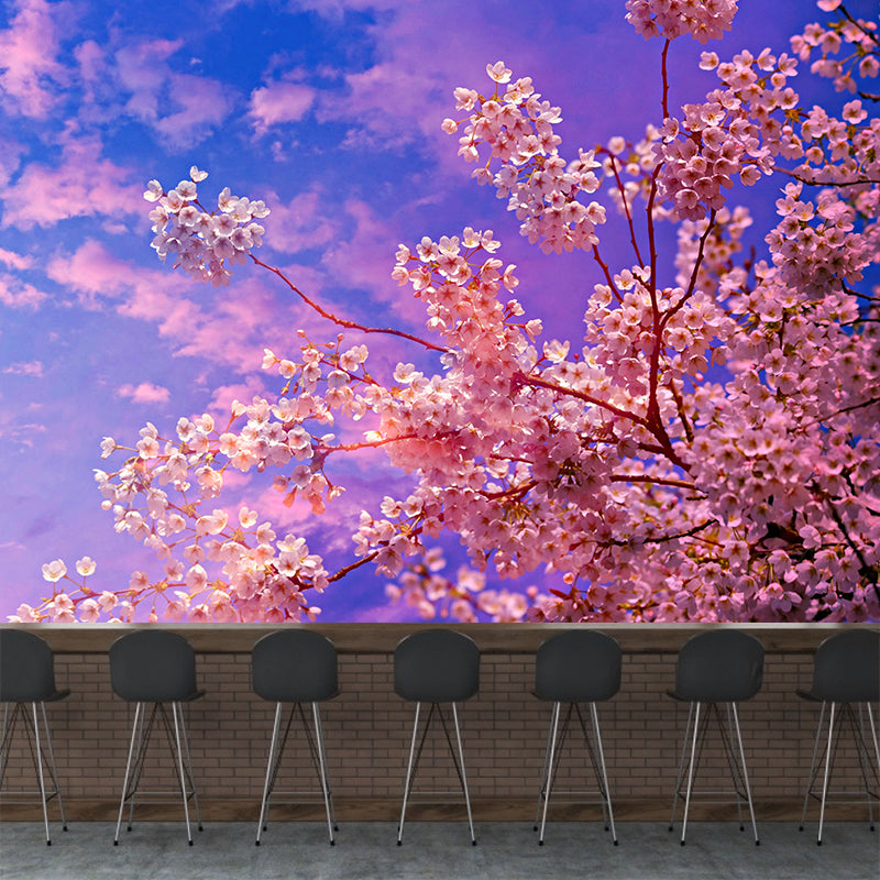 Cherry Blooming Wall Mural Photography Horizontal Modern Living Room Wall Covering