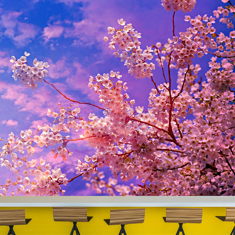 Cherry Blooming Wall Mural Photography Horizontal Modern Living Room Wall Covering