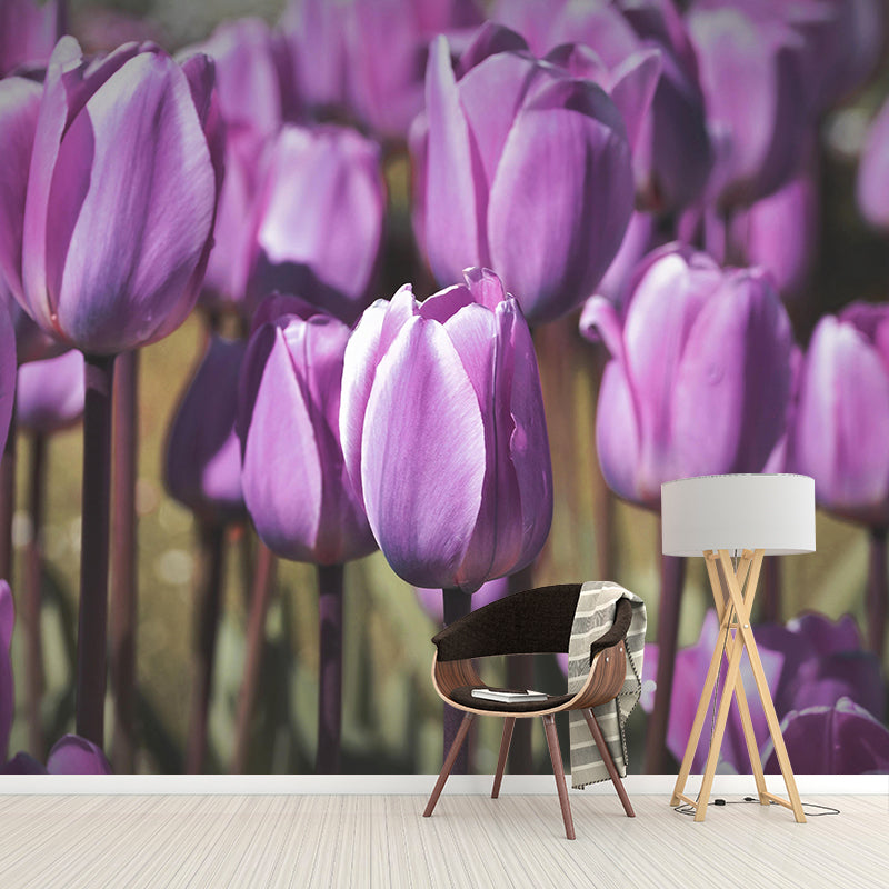 Soft Color Tulip Print Mural Contemporary Photography Wall Art for Home Decoration