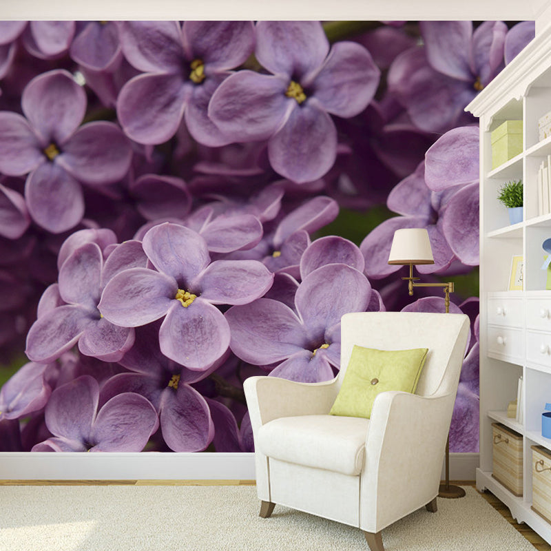 Contemporary Purple Lilac Wall Mural Moisture Decorative Eco-friendly for Home Decor