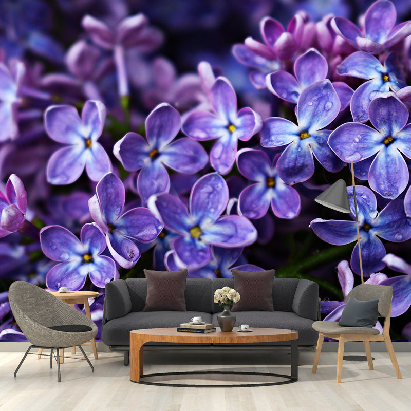 Contemporary Purple Lilac Wall Mural Moisture Decorative Eco-friendly for Home Decor