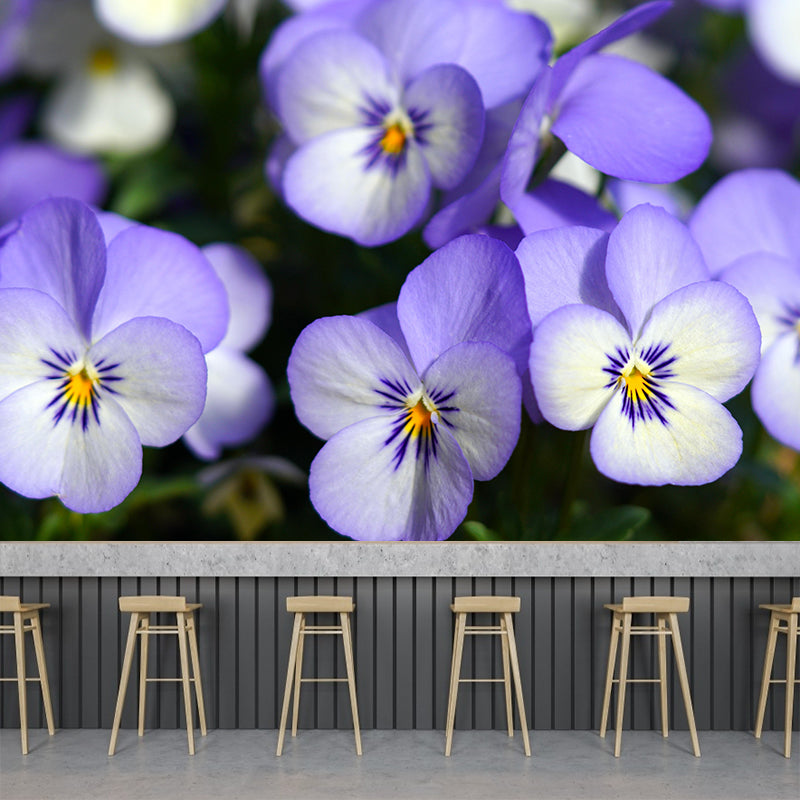 Violet Flower Wall Mural Moisture Protection Modern Living Room Wall Covering