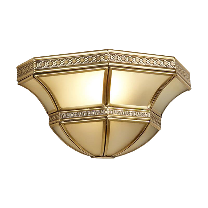 Flared Wall Mount Light Traditional Opal Glass 1 Light Gold Finish Flush Wall Sconce