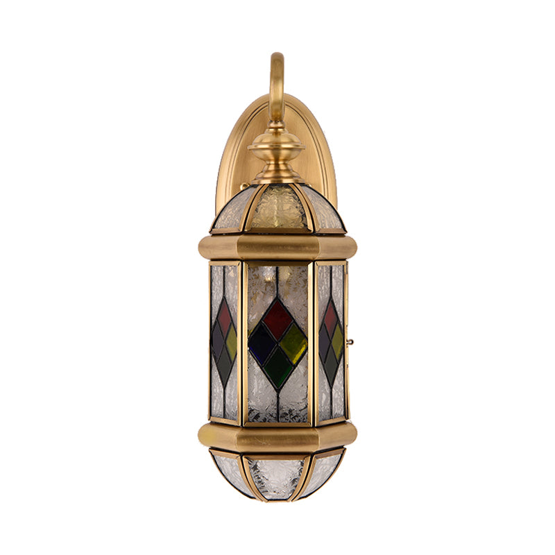Capsule dorée mural Light Classic Classic Brass and Ripple Verre Single Light Murce Light