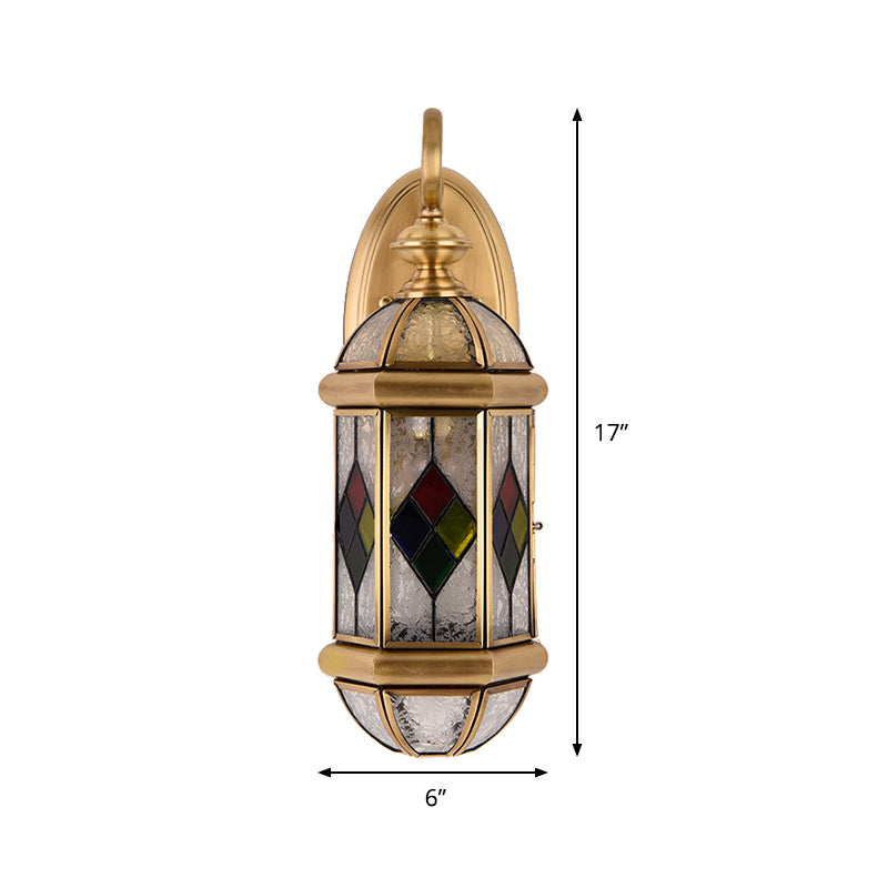 Capsule dorée mural Light Classic Classic Brass and Ripple Verre Single Light Murce Light