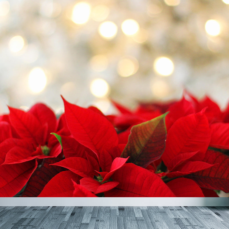 Contemporary Poinsettia Wall Mural Moisture Decorative Eco-friendly for Home Decor