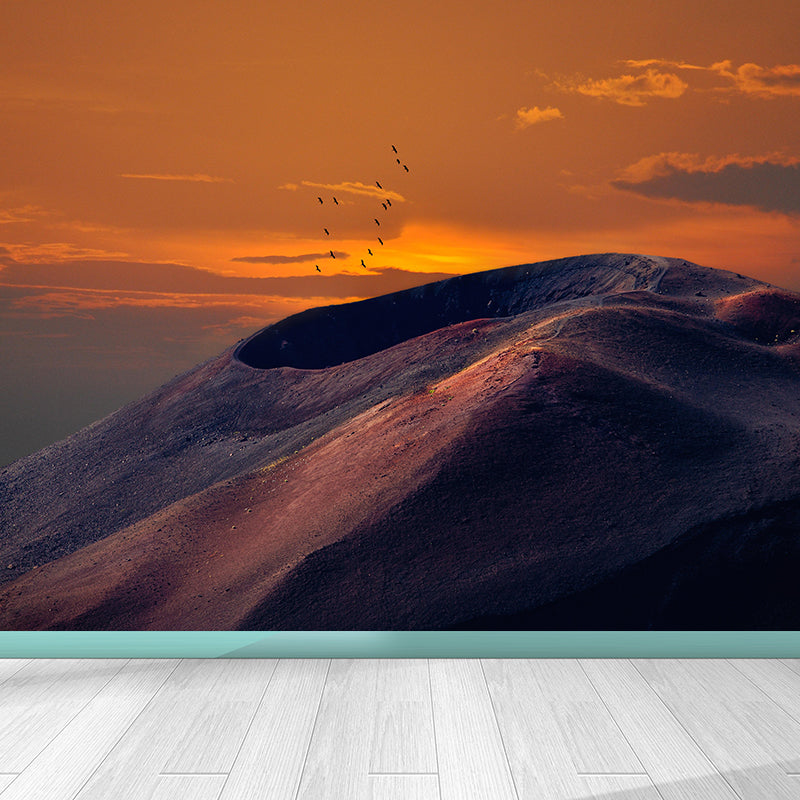 Mountain Range Sunset View Mural Wallpaper Mildew Resistant Indoor Wall Art