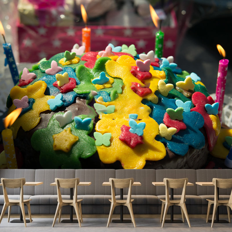 Photography Birthday Cake Mural Wallpaper Mildew Resistant Coffee Shop Wall Decor
