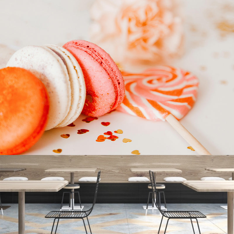 Macaron Dessert Wall Mural Decal Customized Size Minimalist Decoration for Dessert Shop