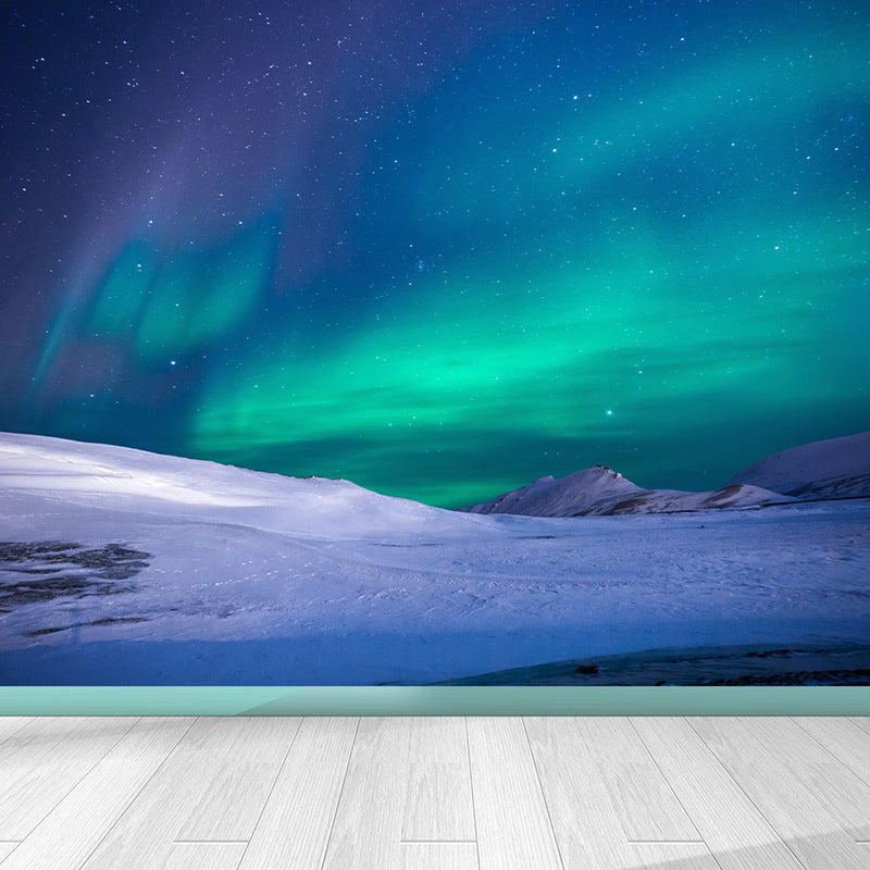 Contemporary Mural with Aurora Pattern Moisture Resistant Wall Covering for Wall Decor