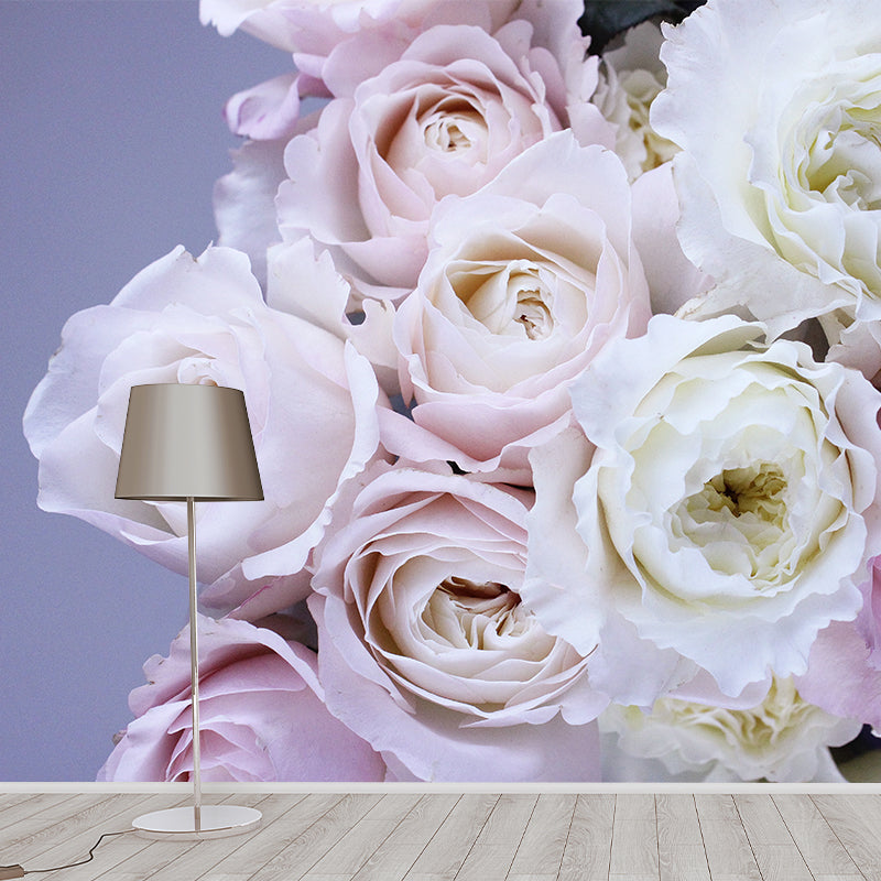 Elegant Rose Flower Photo Mural Wallpaper for Girl's Bedroom, Personalized Size