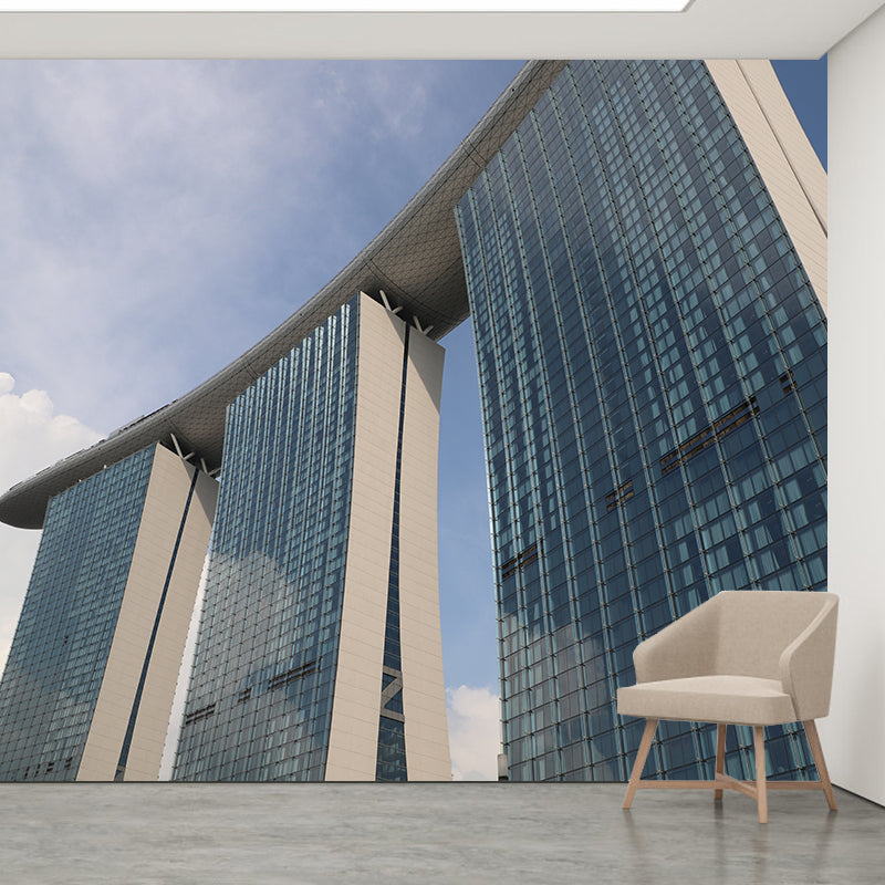 City Building Photo Mural for Office Meeting Room Decoration, Personalized Size Available