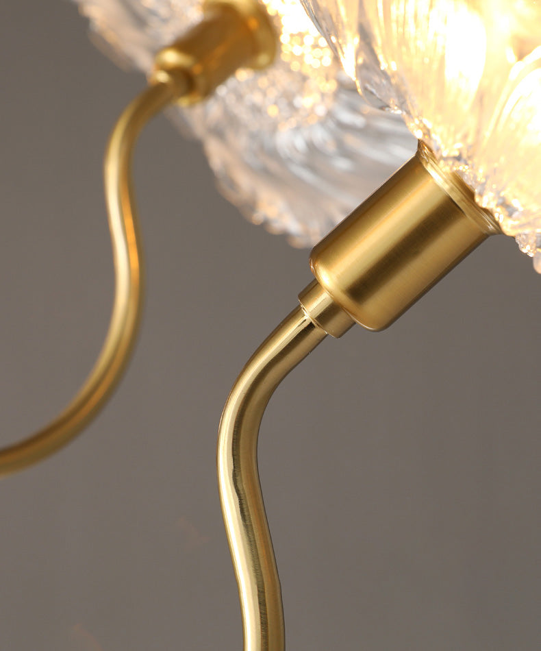 Modern Style Flower Shaped Glass Lamps Flush Mount Light Fixtures for Restaurant Living Room