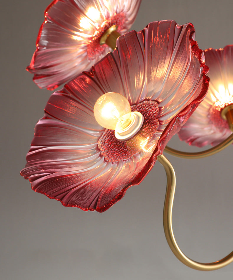 Modern Style Flower Shaped Glass Lamps Flush Mount Light Fixtures for Restaurant Living Room
