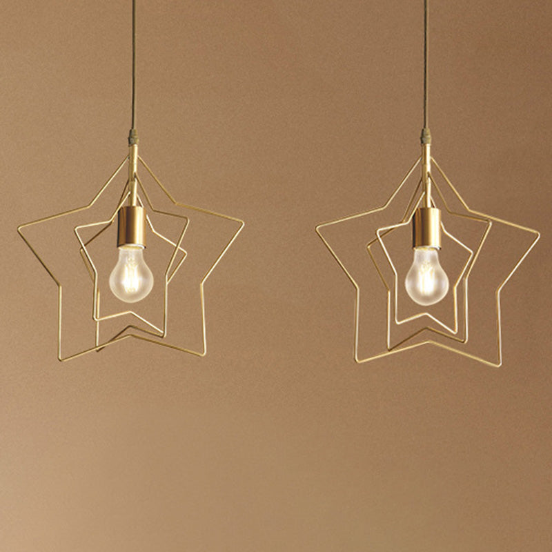 Pendre de style postmoderne en métal Forme d'étoile étoile Lumière pour café