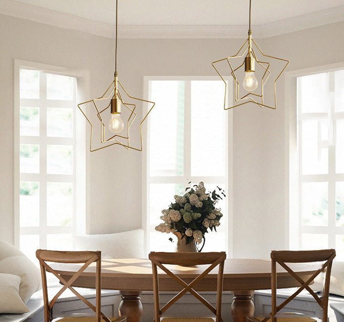 Pendre de style postmoderne en métal Forme d'étoile étoile Lumière pour café