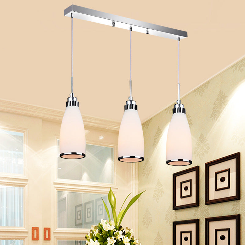 Modern Conical Pendant Ceiling Light Glass Dinning Room Ceiling Pendant Lamp in Silver