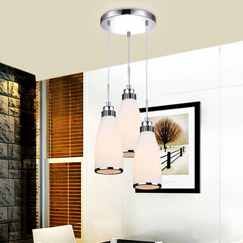 Modern Conical Pendant Ceiling Light Glass Dinning Room Ceiling Pendant Lamp in Silver