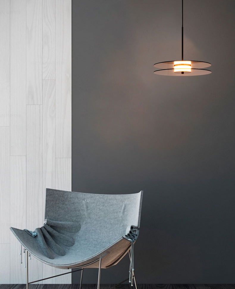 Modern One Head Hanging Light Brown Glass Disk Contemporary Down Lighting Pendant for Dinning Room