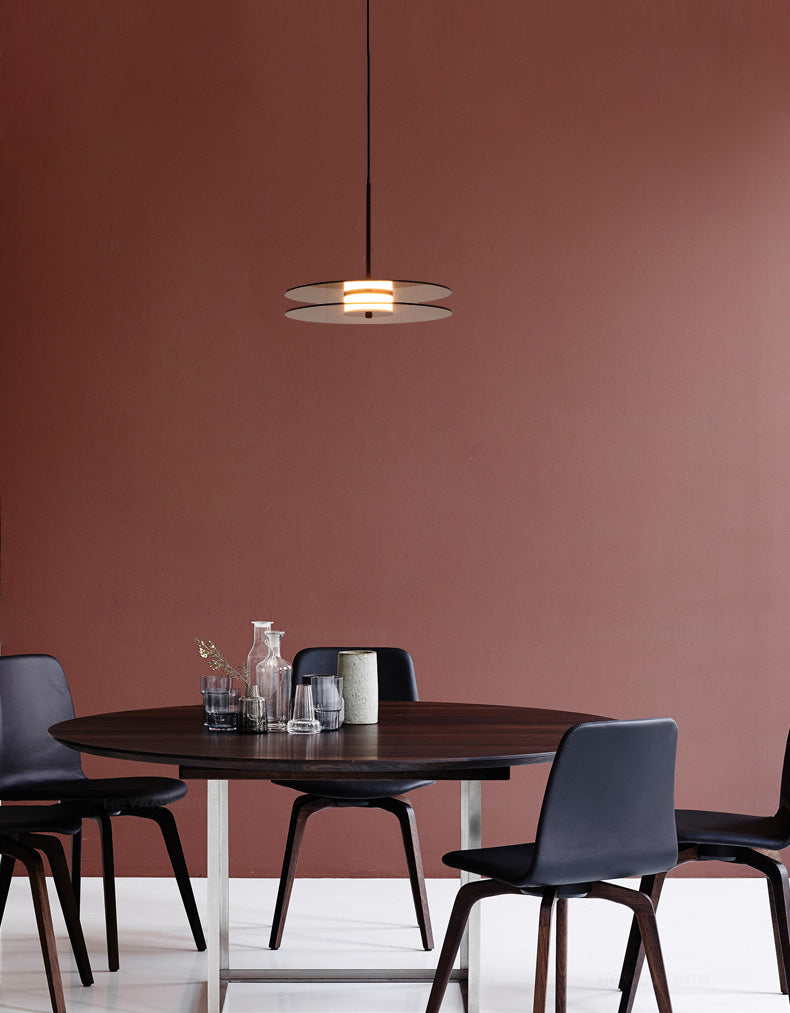 Modern One Head Hanging Light Brown Glass Disk Contemporary Down Lighting Pendant for Dinning Room