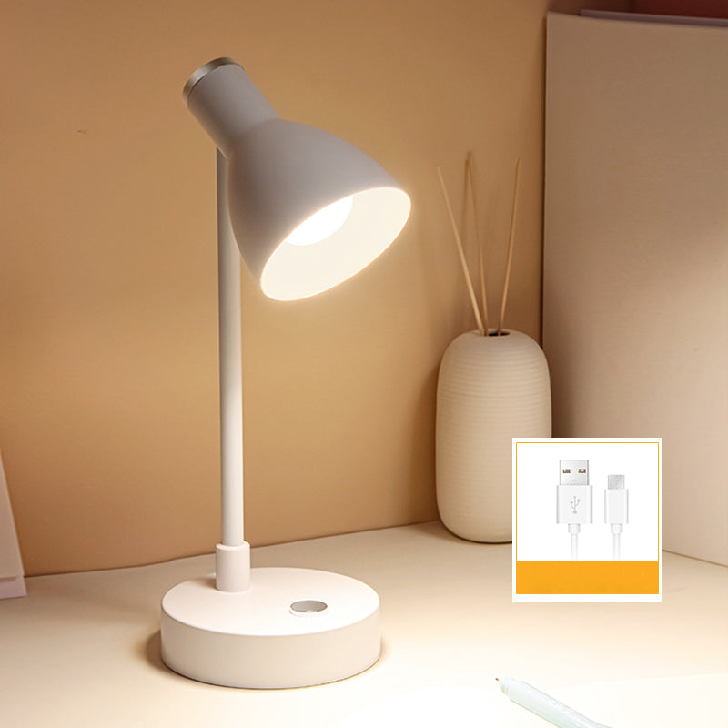 Lampada da tavolo Macaron con luce da lettura a LED per dormitorio con paralume in plastica a campana