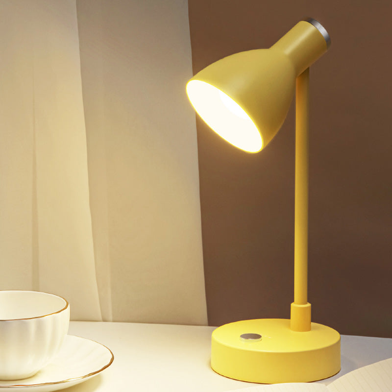Lampada da tavolo Macaron con luce da lettura a LED per dormitorio con paralume in plastica a campana