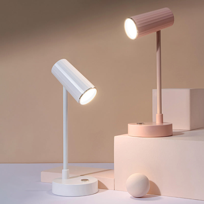 Lampada da tavolo tubolare ricaricabile Lampada da lettura a LED da comodino in plastica Macaron