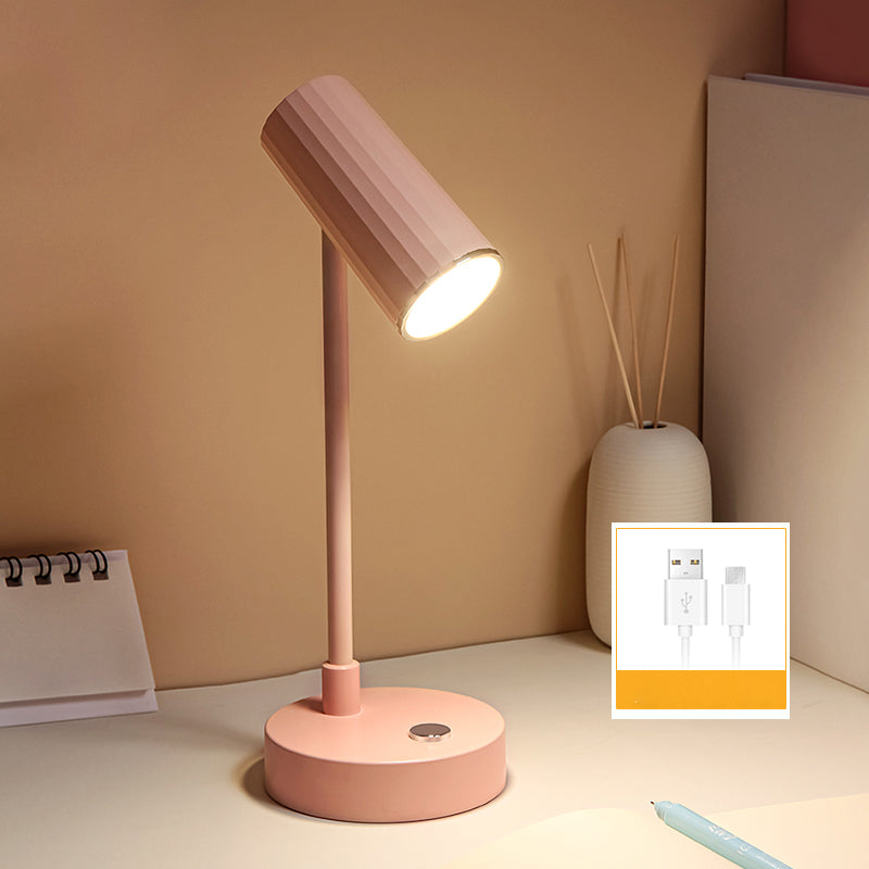 Lampada da tavolo tubolare ricaricabile Lampada da lettura a LED da comodino in plastica Macaron