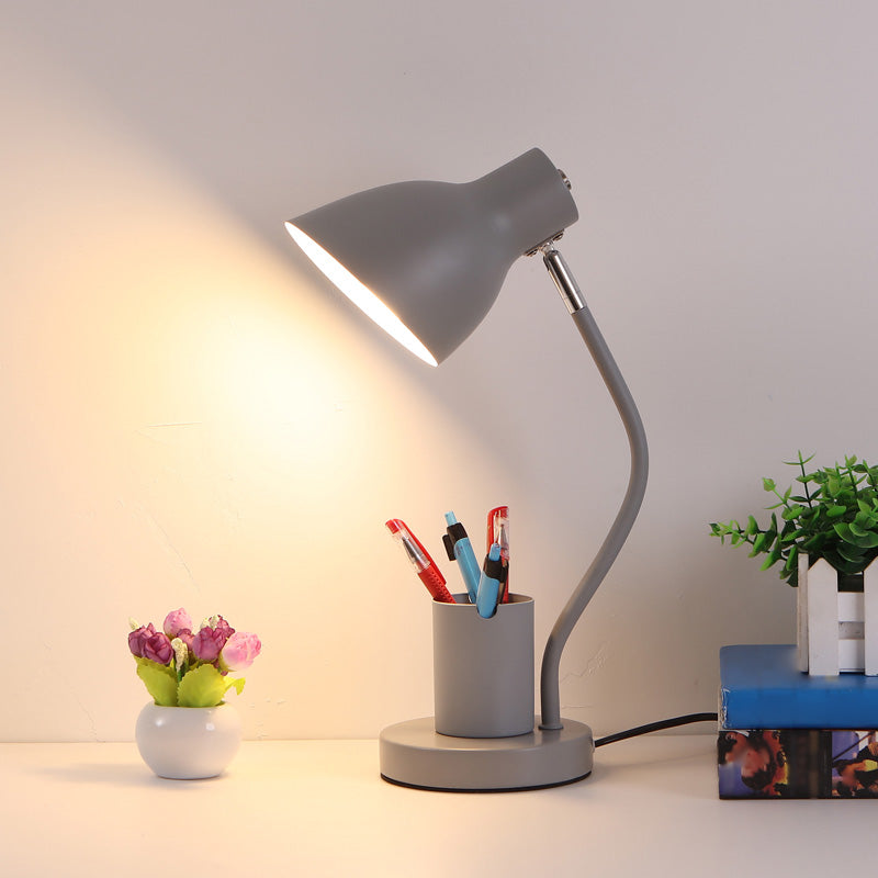 Angled Shade Table Lamp Nordic Metal 1-Light Study Room Reading Light with Pen Holder