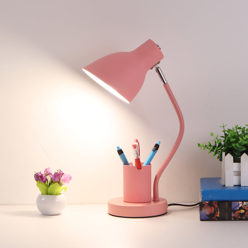 Angled Shade Table Lamp Nordic Metal 1-Light Study Room Reading Light with Pen Holder
