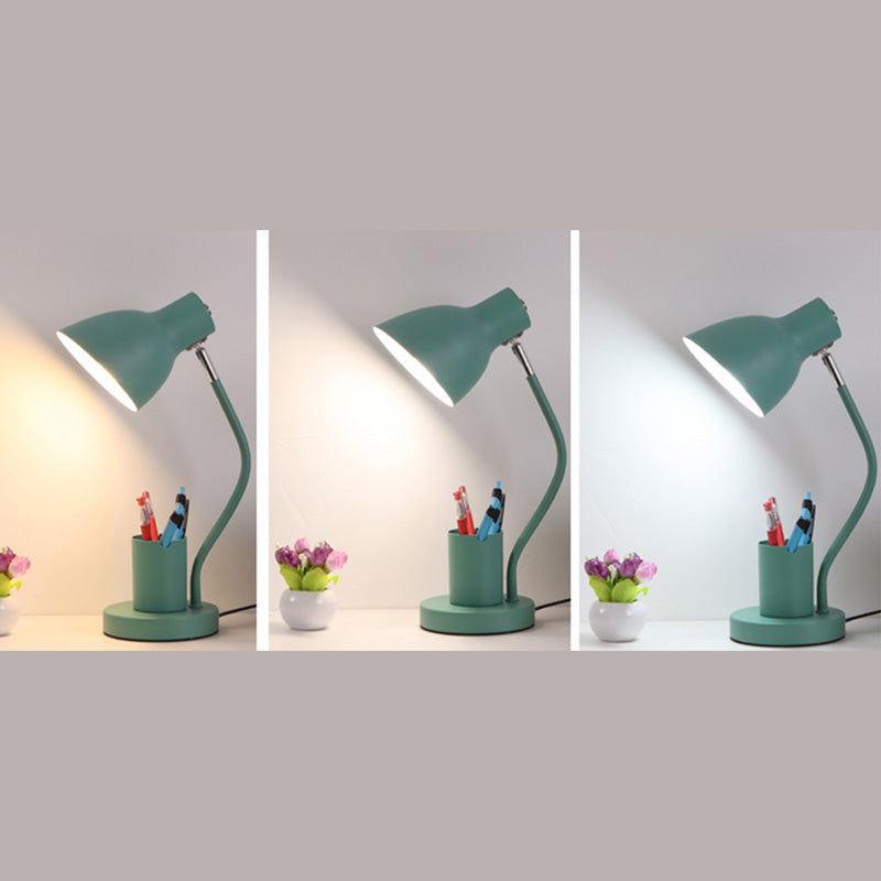 Angled Shade Table Lamp Nordic Metal 1-Light Study Room Reading Light with Pen Holder