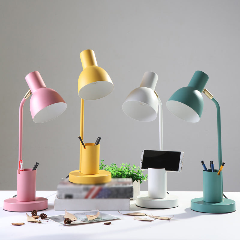 Bell Shade Metall Lesen Lampe Macaron Style 1 Kopftischleuchte mit Stiftbehälter