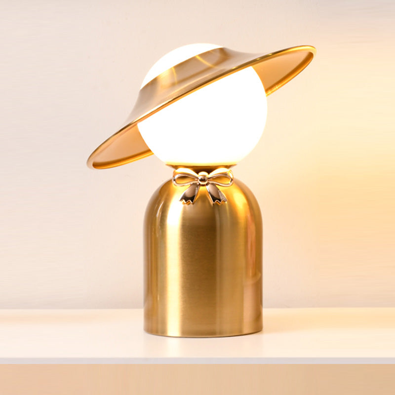 Bride and Groom Table Lamp Creative Modern White Glass 1-Light Bedroom Nightstand Light in Gold