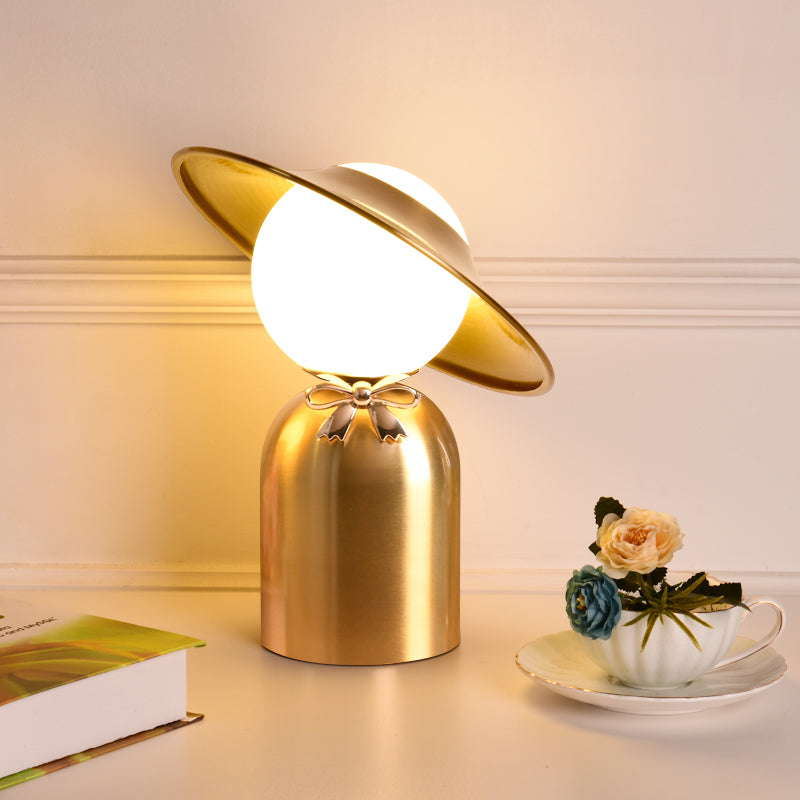 Bride and Groom Table Lamp Creative Modern White Glass 1-Light Bedroom Nightstand Light in Gold