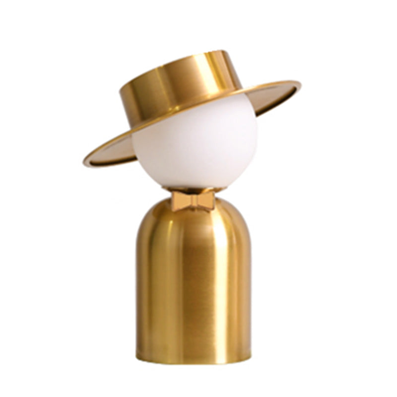 Bride and Groom Table Lamp Creative Modern White Glass 1-Light Bedroom Nightstand Light in Gold