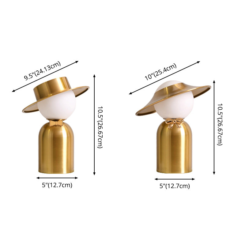 Bride and Groom Table Lamp Creative Modern White Glass 1-Light Bedroom Nightstand Light in Gold