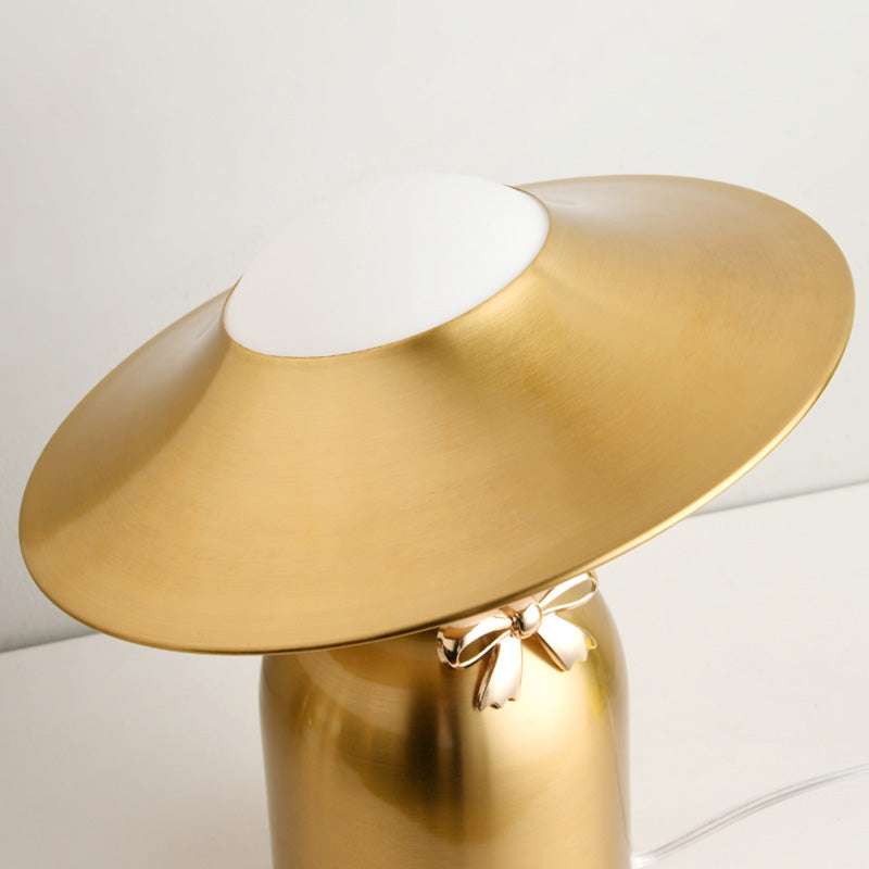 Bride and Groom Table Lamp Creative Modern White Glass 1-Light Bedroom Nightstand Light in Gold