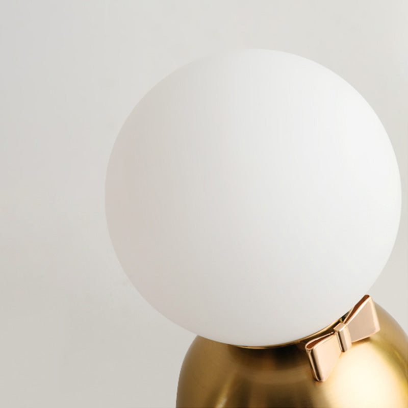 Bride and Groom Table Lamp Creative Modern White Glass 1-Light Bedroom Nightstand Light in Gold