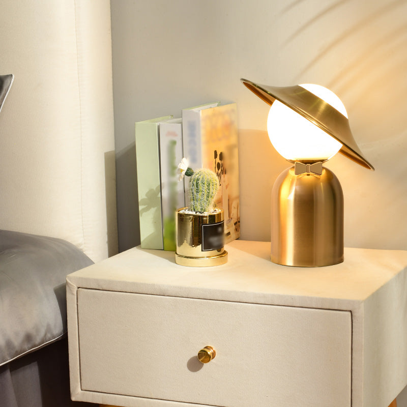 Bride and Groom Table Lamp Creative Modern White Glass 1-Light Bedroom Nightstand Light in Gold