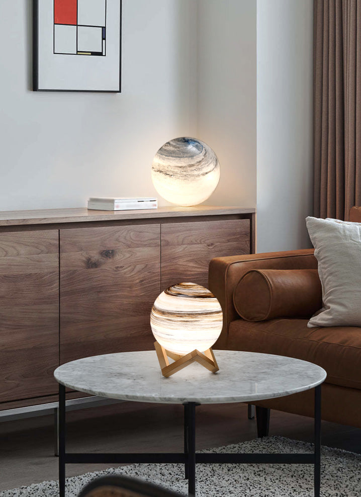 Lampada da tavolo da soggiorno in vetro a 1 lampadina con illuminazione notturna creativa e moderna