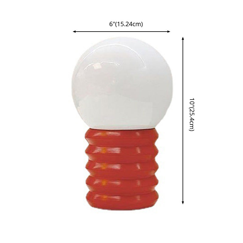 Spherical White Glass Night Lamp Nordic 1 Bulb Table Light with Wooden Base