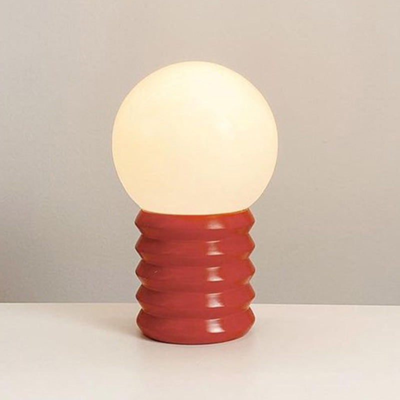 Spherical White Glass Night Lamp Nordic 1 Bulb Table Light with Wooden Base