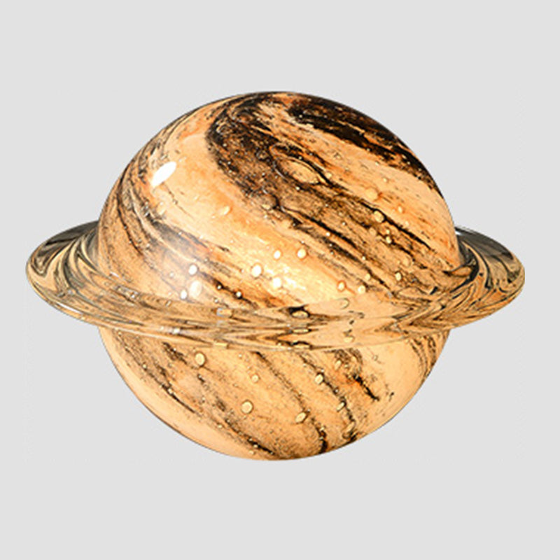 Creative Planet Shaped Night Lamp Modern Glass 1-Bulb Living Room Table Light