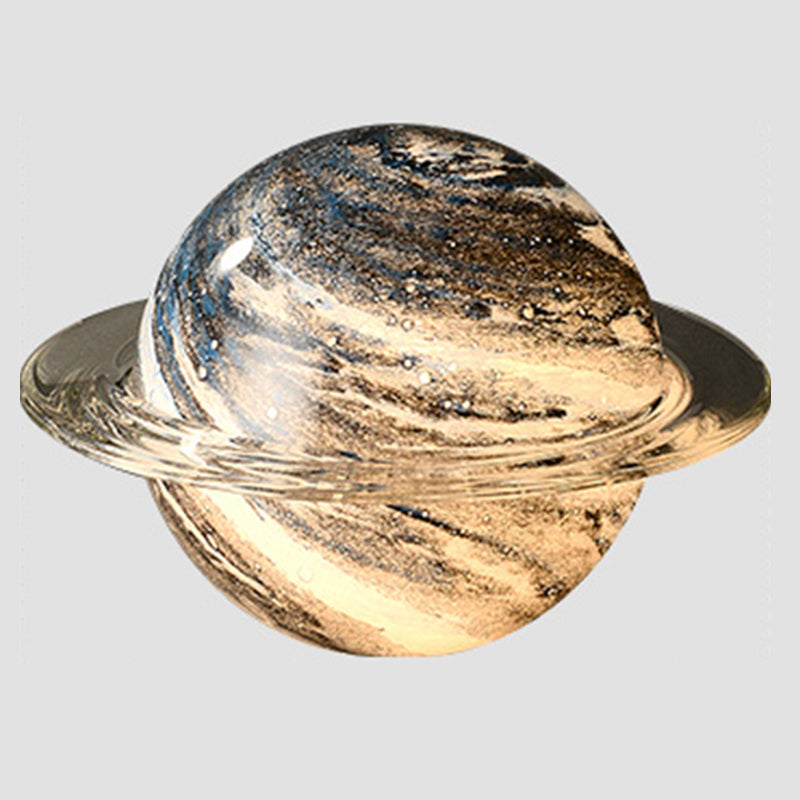Creative Planet Shaped Night Lamp Modern Glass 1-Bulb Living Room Table Light