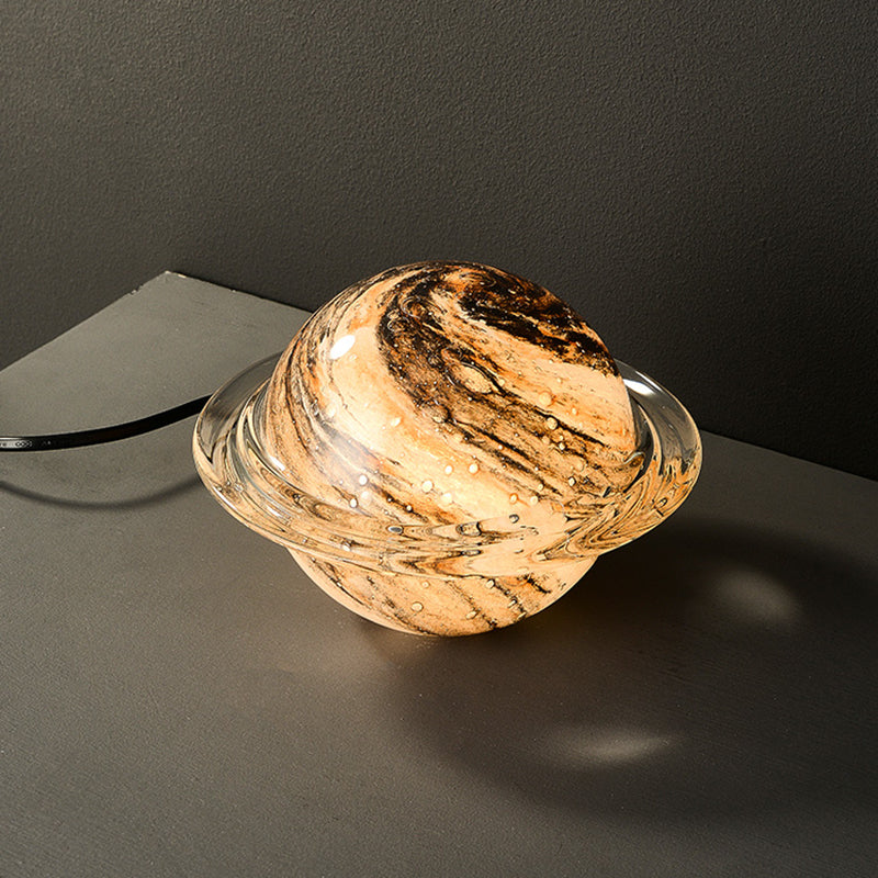 Creative Planet Shaped Night Lamp Modern Glass 1-Bulb Living Room Table Light