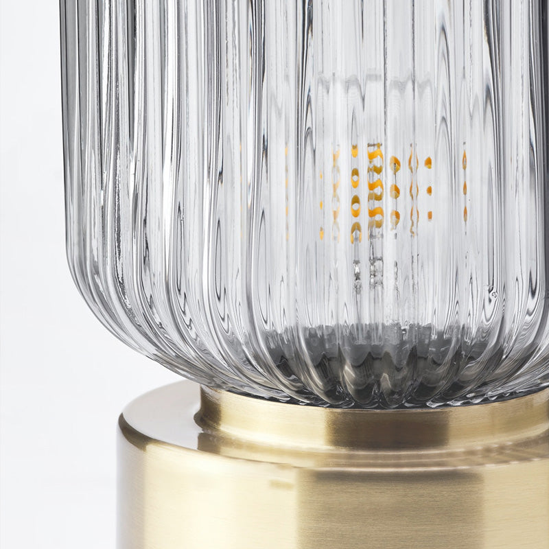 Lampada da tavolo ultramoderna Simplicity Drum Lampada da comodino in vetro a coste per camera da letto
