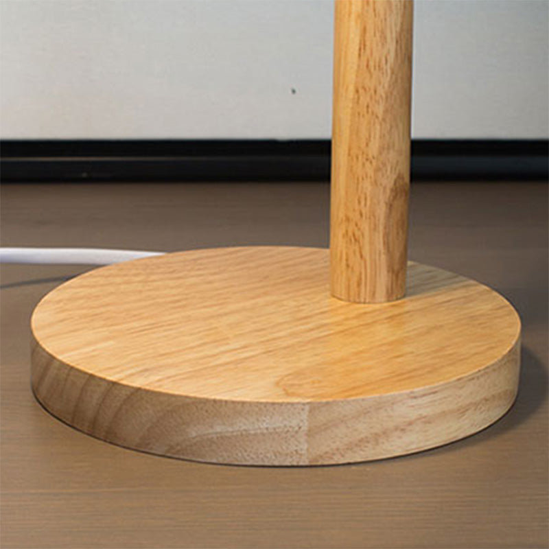 Lámpara de mesa de sombra cónica de metal nórdico de metal de 1 luz de la mesa del dormitorio con base de madera