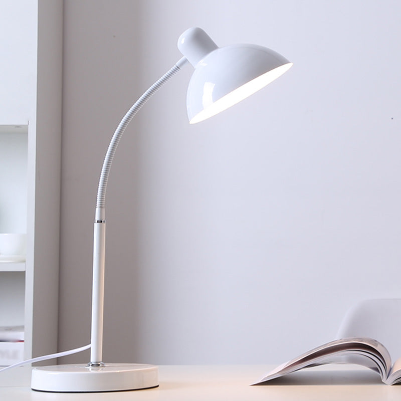 Bowl Shade Flexible Reading Lamp Macaron Style Metal 1 Bulb Bedroom Table Light