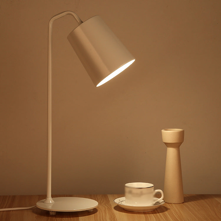 Cylindrical Bedside Reading Book Lamp Metal 1 Head Macaron Style Table Light